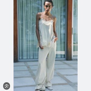 Zara Cream Lace Trim Top